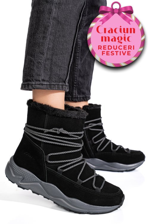 Ghete negre piele naturala intoarsa 2sp404