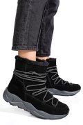 GHETE NEGRE PIELE NATURALA INTOARSA 2SP404