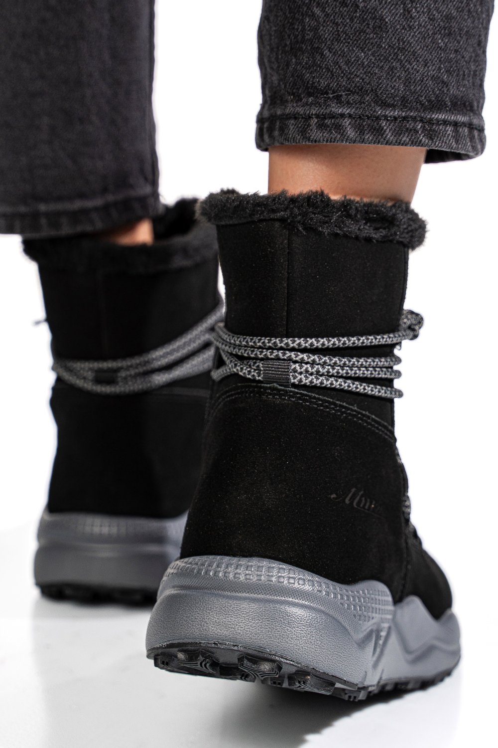 GHETE NEGRE PIELE NATURALA INTOARSA 2SP404