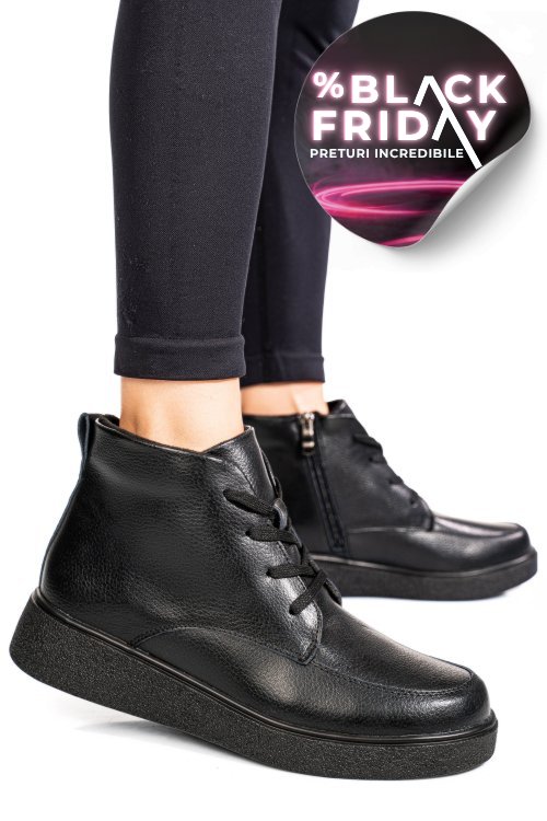 Ghete negre piele naturala tsp3083