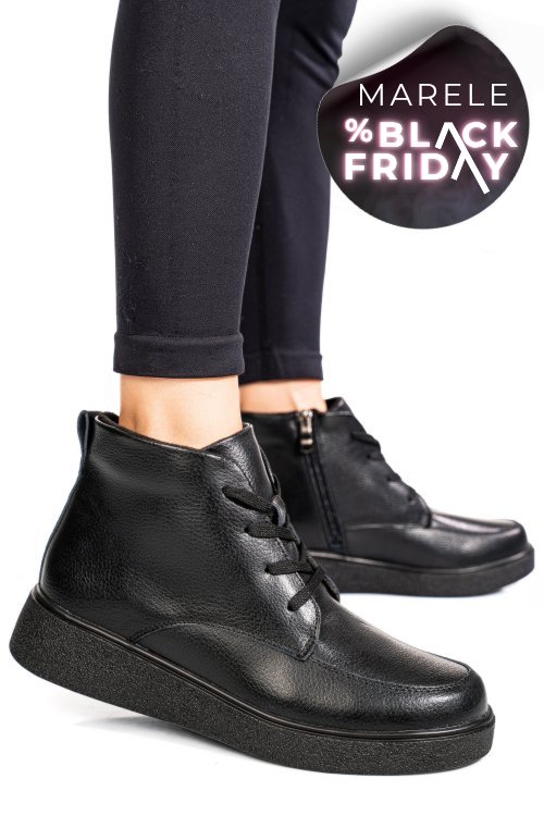 Ghete negre piele naturala tsp3083