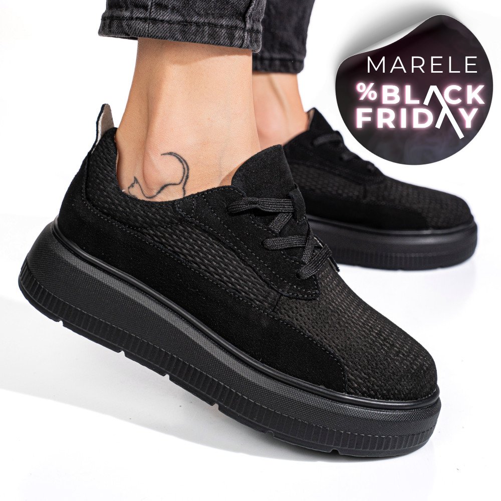 PANTOFI SPORT NEGRI PIELE NATURALA  INTOARSA FSP002472