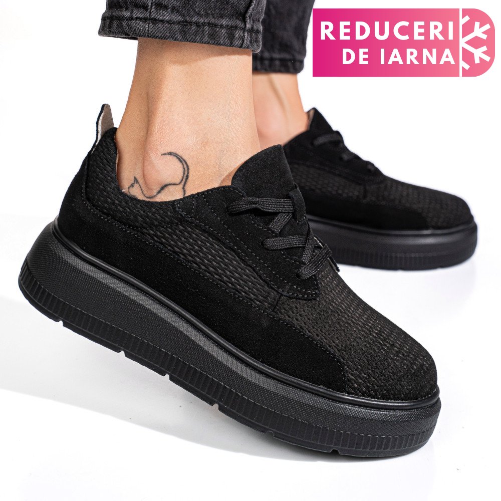 PANTOFI SPORT NEGRI PIELE NATURALA  INTOARSA FSP002472