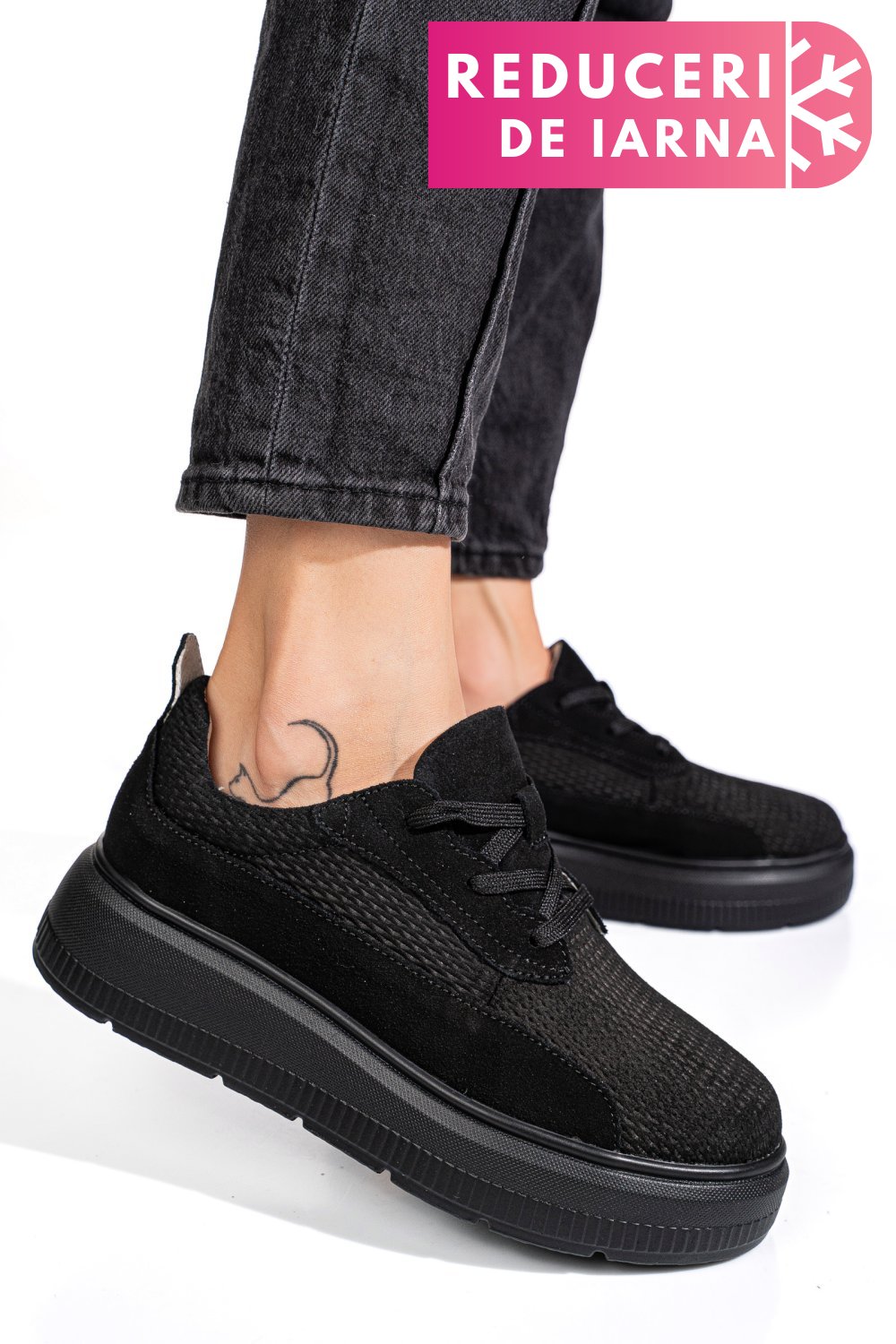 PANTOFI SPORT NEGRI PIELE NATURALA  INTOARSA FSP002472