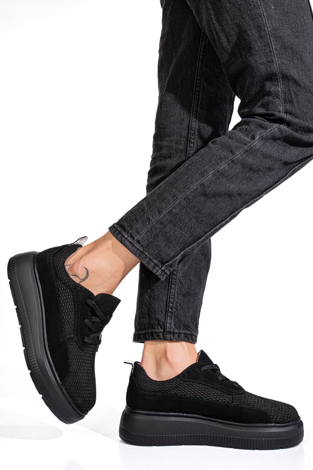 PANTOFI SPORT NEGRI PIELE NATURALA  INTOARSA FSP002472