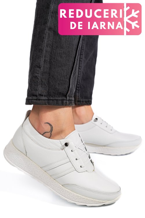 Pantofi sport alb piele naturala 4pc003