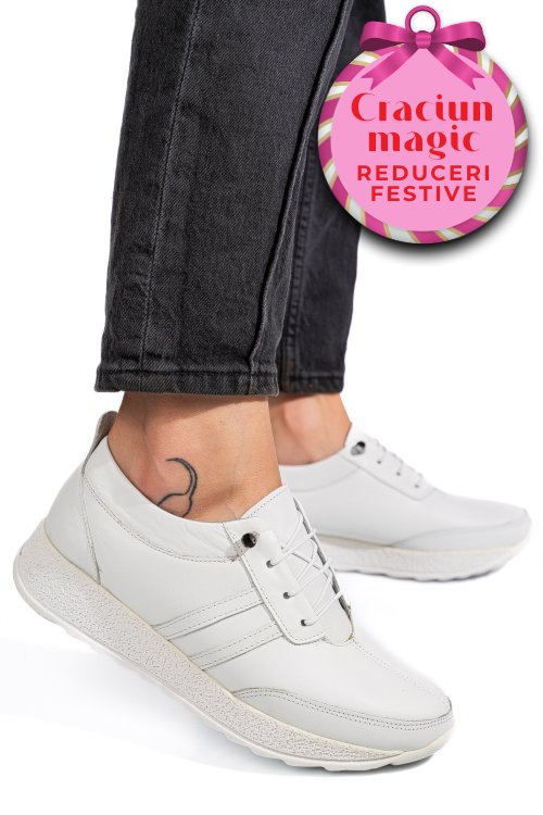 Pantofi sport alb piele naturala 4pc003