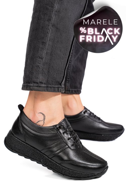 Pantofi sport negri piele naturala 4pc003