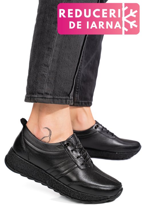 Pantofi sport negri piele naturala 4pc003