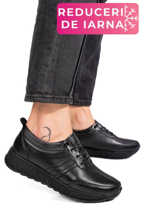 Pantofi sport negri piele naturala 4pc003