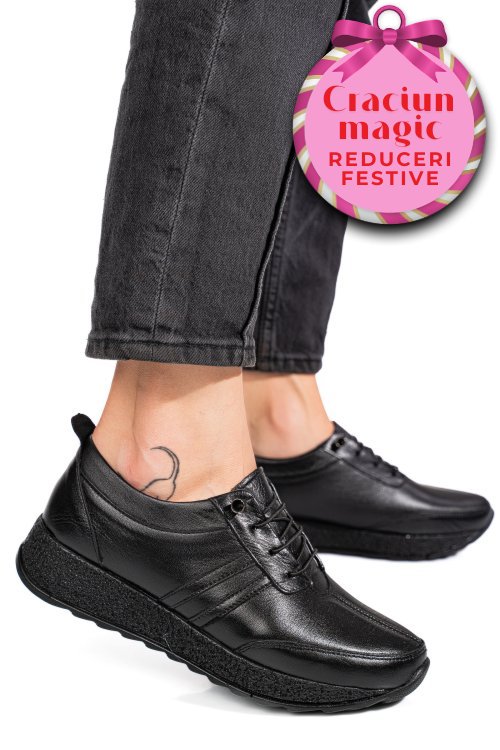 Pantofi sport negri piele naturala 4pc003