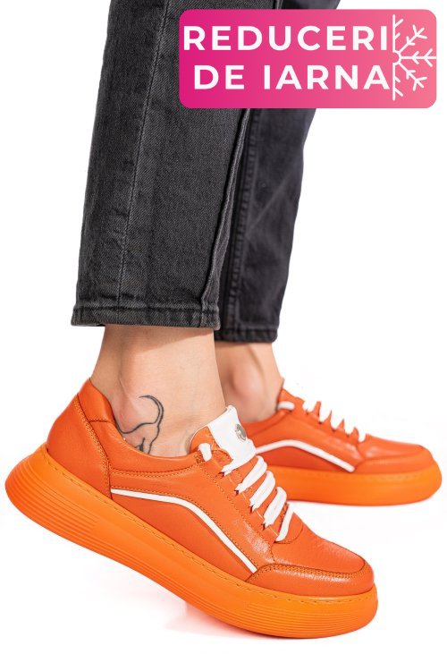 Pantofi sport portocalii piele naturala 1pc0003