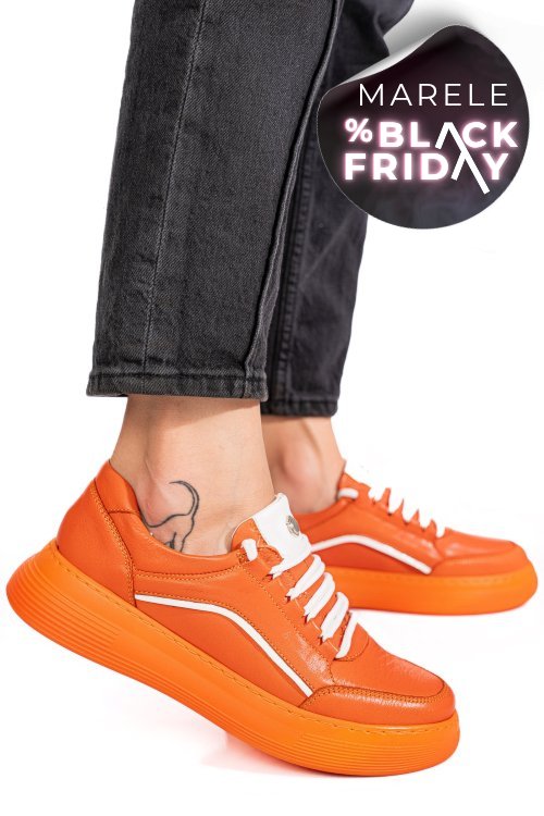 Pantofi sport portocalii piele naturala 1pc0003