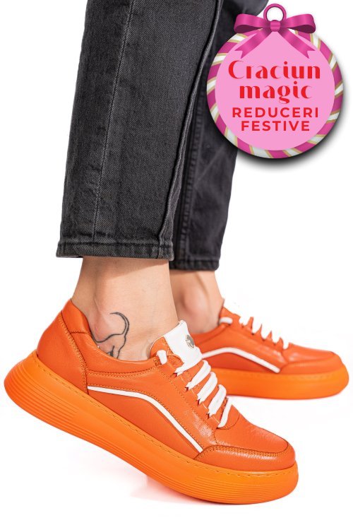 Pantofi sport portocalii piele naturala 1pc0003