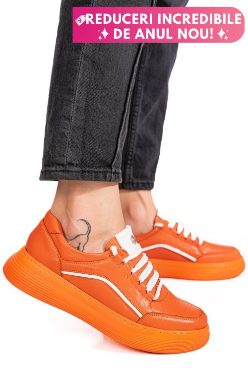 Pantofi sport portocalii piele naturala 1pc0003