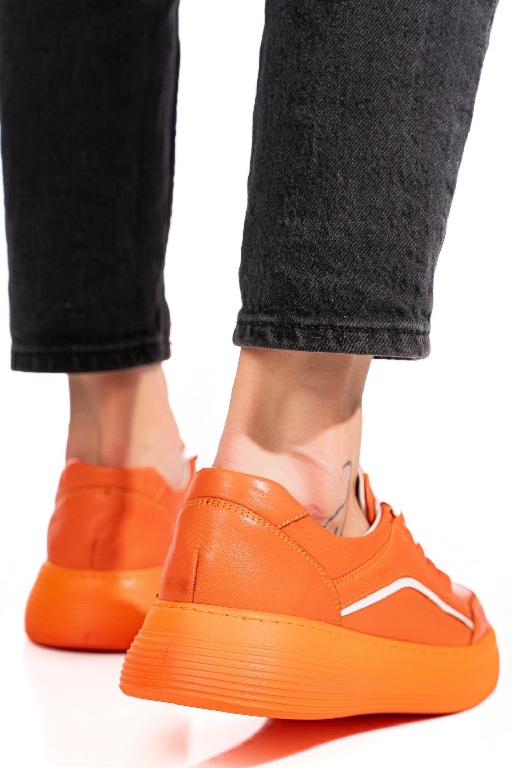 PANTOFI SPORT PORTOCALII PIELE NATURALA 1PC0003