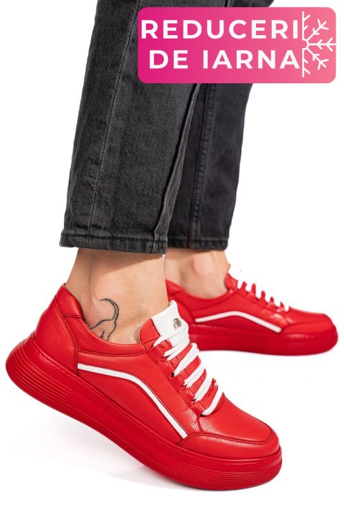 Pantofi sport rosii piele naturala 1pc0003