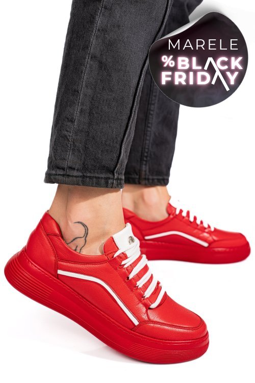 Pantofi sport rosii piele naturala 1pc0003