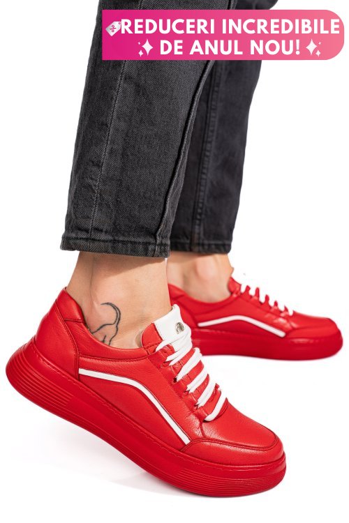 Pantofi sport rosii piele naturala 1pc0003