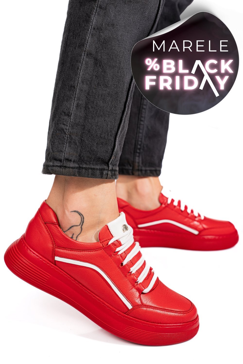 PANTOFI SPORT ROSII PIELE NATURALA 1PC0003