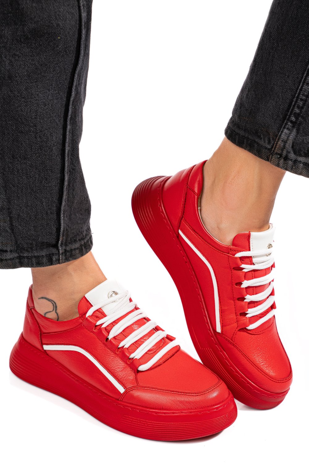 PANTOFI SPORT ROSII PIELE NATURALA 1PC0003