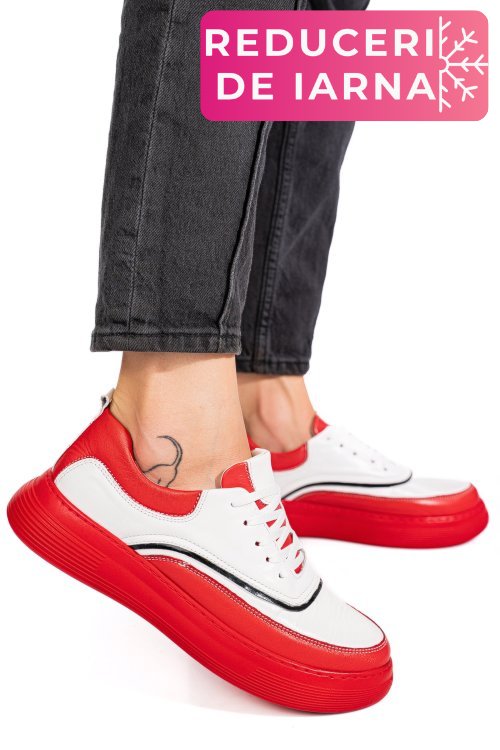 Pantofi sport rosii piele naturala 1pc0000