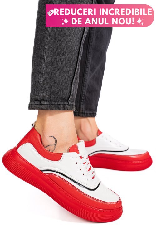 Pantofi sport rosii piele naturala 1pc0000