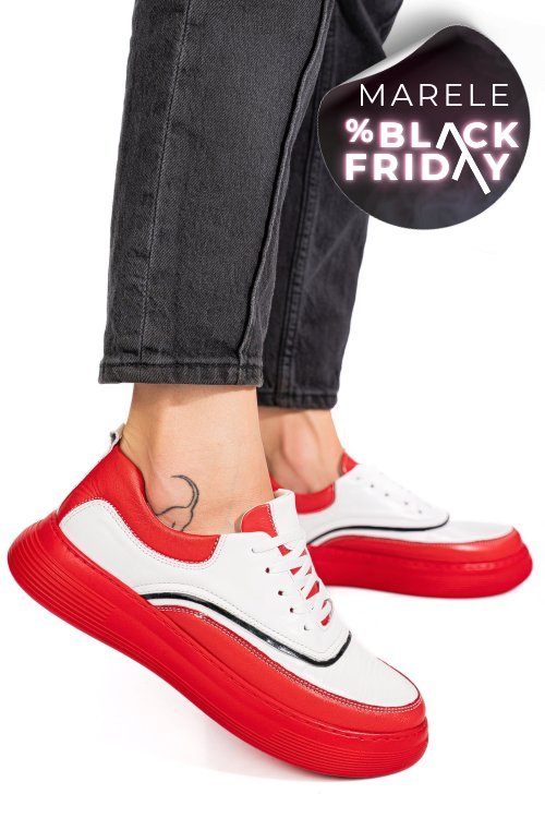 Pantofi sport rosii piele naturala 1pc0000