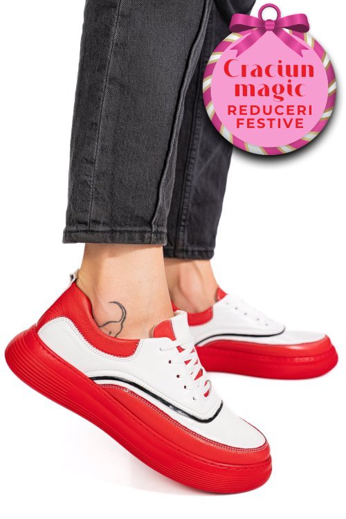 Pantofi sport rosii piele naturala 1pc0000