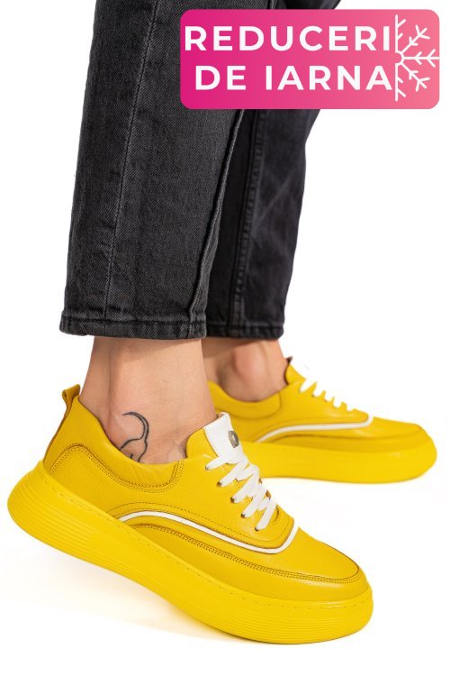 Pantofi sport galbeni piele naturala 1pc0003