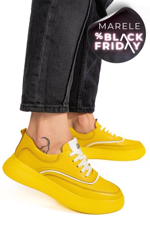 Pantofi sport galbeni piele naturala 1pc0003