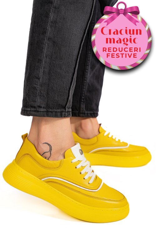 Pantofi sport galbeni piele naturala 1pc0003
