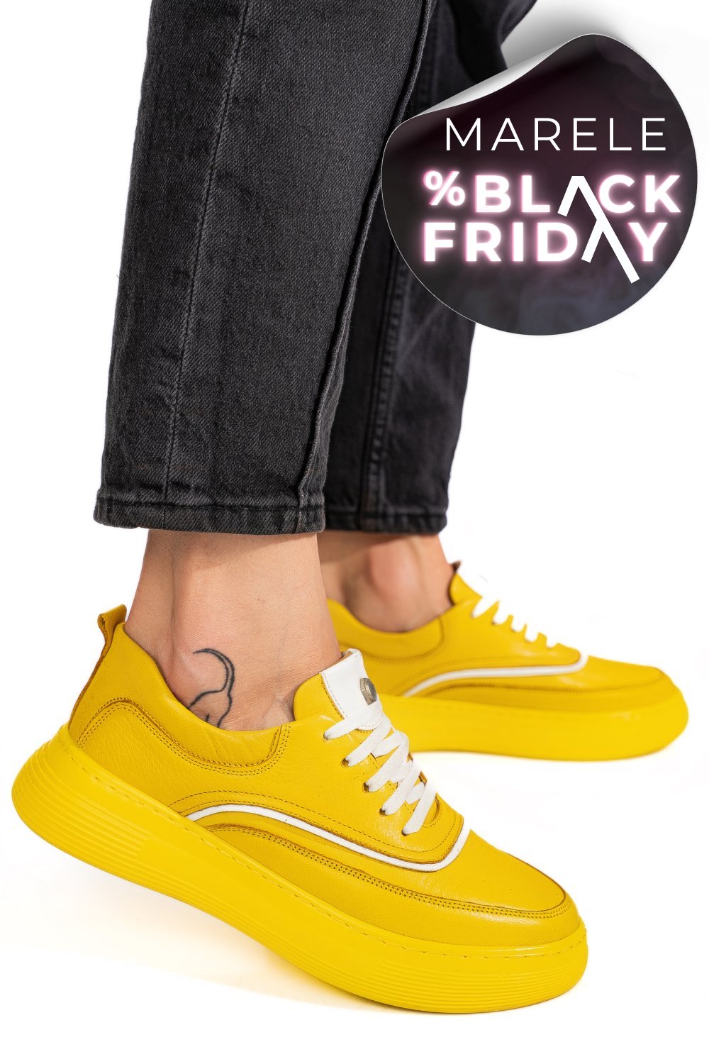 PANTOFI SPORT GALBENI PIELE NATURALA 1PC0003