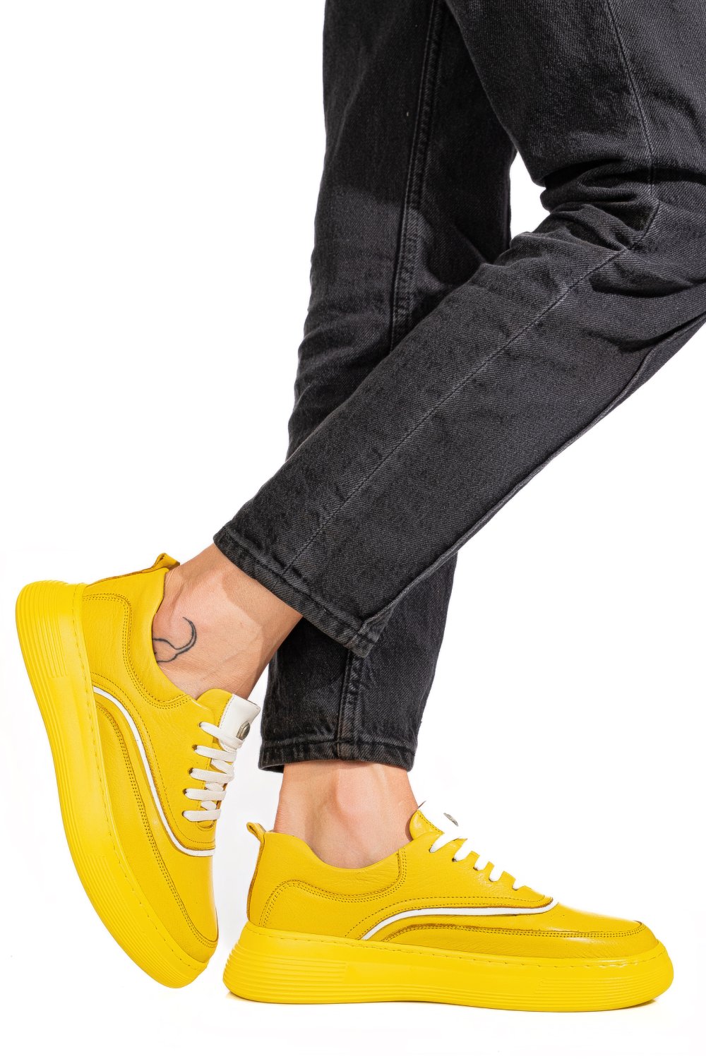 PANTOFI SPORT GALBENI PIELE NATURALA 1PC0003