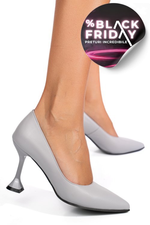 Pantofi gri piele naturala 1pc802