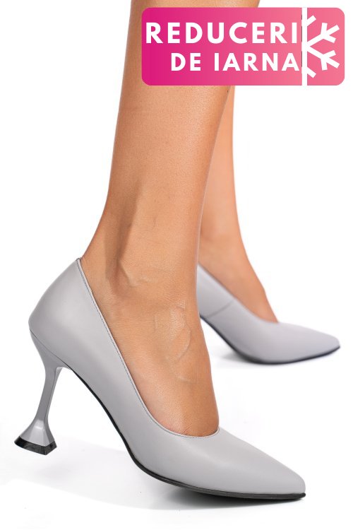 Pantofi gri piele naturala 1pc802