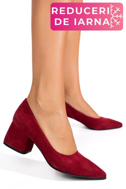Pantofi rosii piele naturala intoarsa 1pc450
