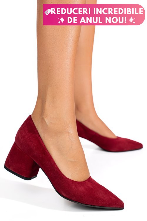 Pantofi rosii piele naturala intoarsa 1pc450