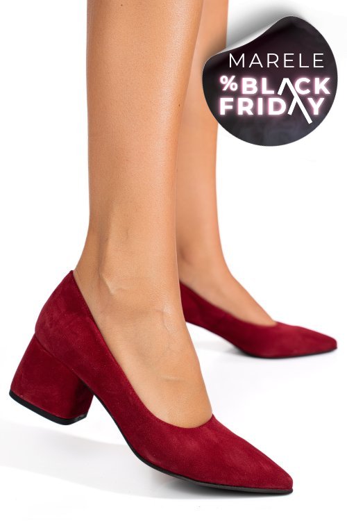 Pantofi rosii piele naturala intoarsa 1pc450