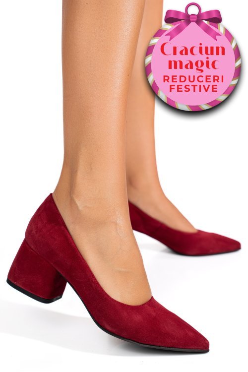 Pantofi rosii piele naturala intoarsa 1pc450