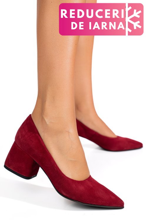Pantofi rosii piele naturala intoarsa 1pc450