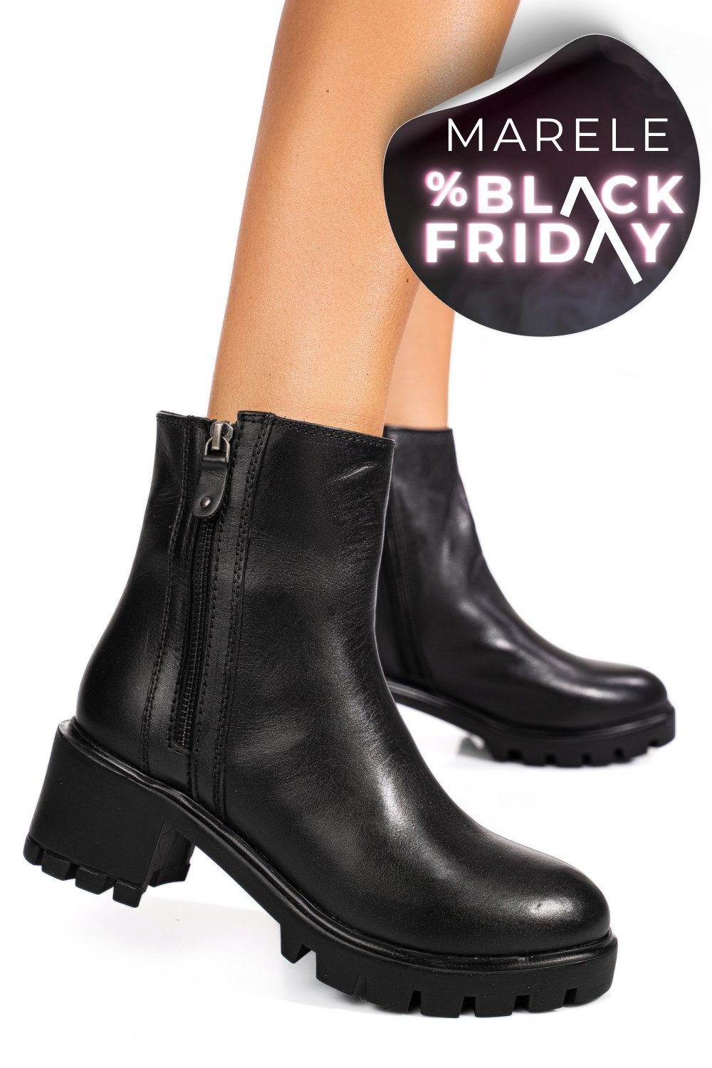 GHETE DAMA PIELE NATURALA NEGRE 7S77765