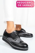 PANTOFI NEGRU ARGINTIU PIELE NATURALA 5S7744001