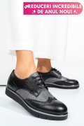 PANTOFI NEGRU ARGINTIU PIELE NATURALA 5S7744001