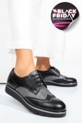 PANTOFI NEGRU ARGINTIU PIELE NATURALA 5S7744001