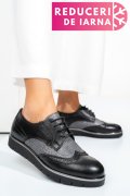 PANTOFI NEGRU ARGINTIU PIELE NATURALA 5S7744001