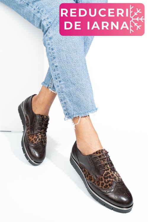Pantofi maro leo piele naturala 5s7744001