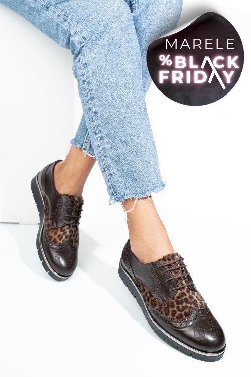 Pantofi maro leo piele naturala 5s7744001