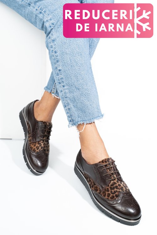 Pantofi maro leo piele naturala 5s7744001
