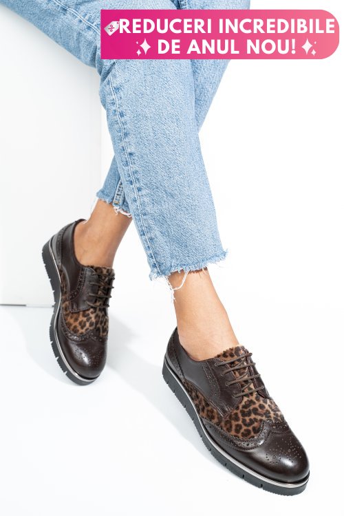 Pantofi maro leo piele naturala 5s7744001